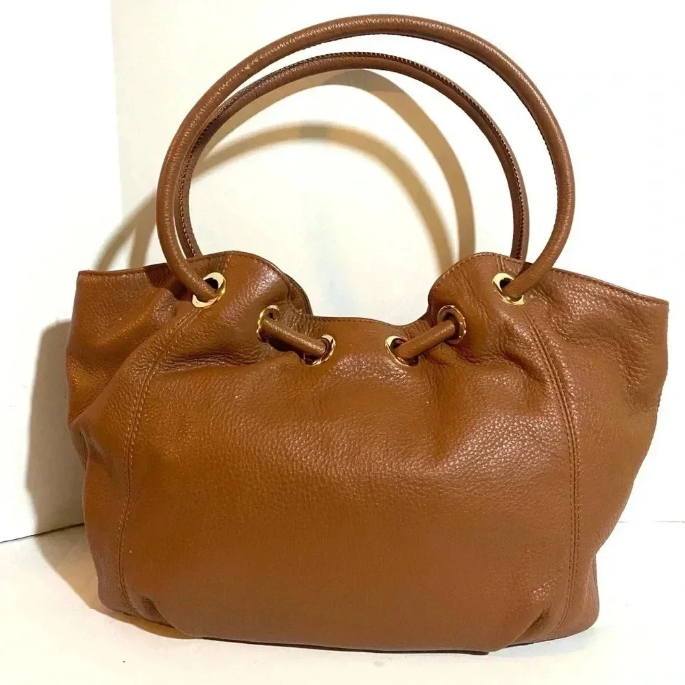 Michael kors brown leather satchel handbag
